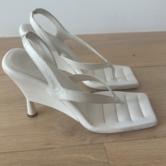 GIA BORGHINI x RHW Thong Wedge Sandal in White 38.5 - Picture 2 of 6